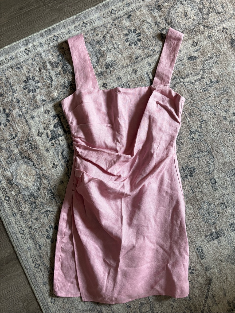 REFORMATION Kerrigan 100% Linen Light Pink Mini Dress size 4 - Picture 2 of 14